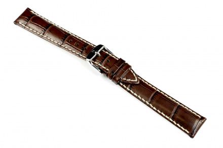 Brązowy pasek skórzany 22 mm HIRSCH Alligatorgrain 20302710-2-22