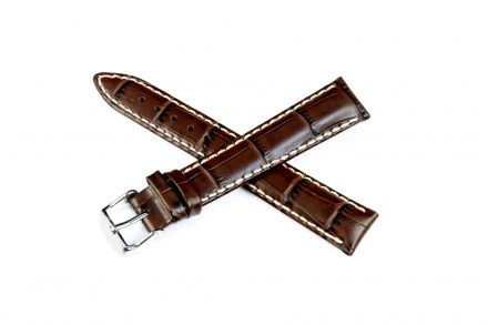 Brązowy pasek skórzany 22 mm HIRSCH Alligatorgrain 20302710-2-22