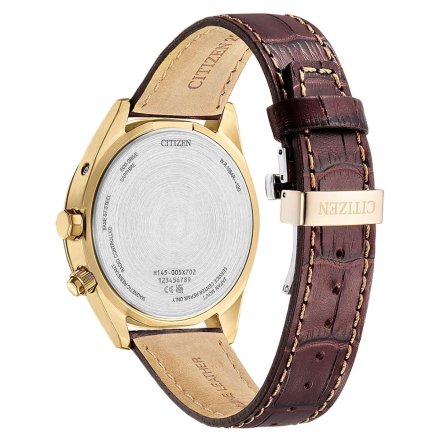 Citizen Radio Controlled Eco-Drive zegarek męski złoty z brązowym paskiem CB0273-11H