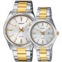 Casio Classic zegarki dla par zestaw elegancki srebrno-złoty