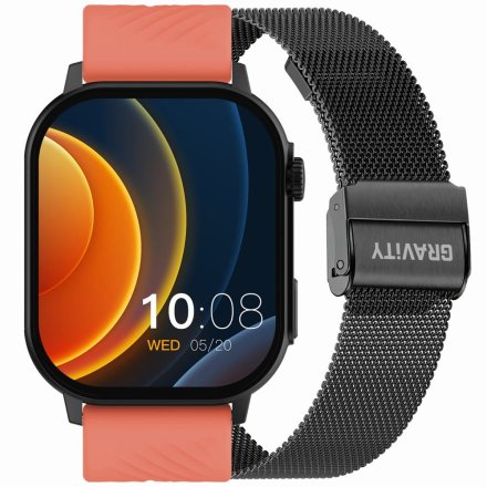 GRAVITY GT15-3 czarno-czerwony smartwatch do rozmów