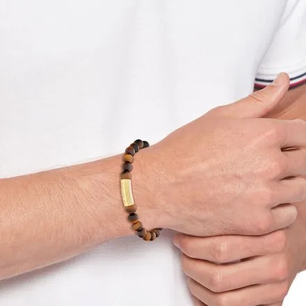 Tommy Hilfiger bransoletka męska koraliki brązowe 2790582