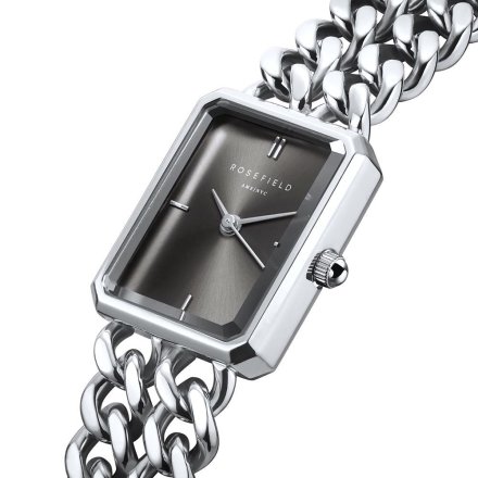 Rosefield Octagon XS Double Chain Studio zegarek damski srebrny na łańcuszkach SGSSS-O78