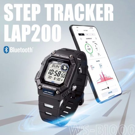Casio Digital Bluetooth Step Tracker zegarek niebieski z krokomierzem WS-B1000-2AVEF