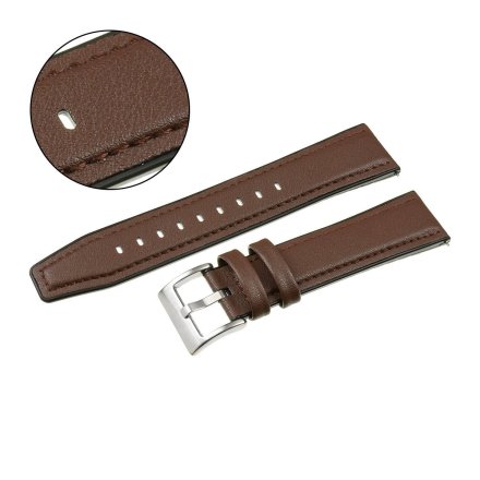Pasek do smartwatch 22 mm brązowy męski skórzany silikon uniwersalny