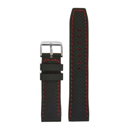 Pasek do smartwatch 22 mm czarny silikon z dziurkami czerwona nić uniwersalny