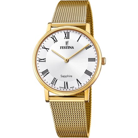 Festina Swiss Made zegarek męski złoty klasyczny na bransolecie 20022/4