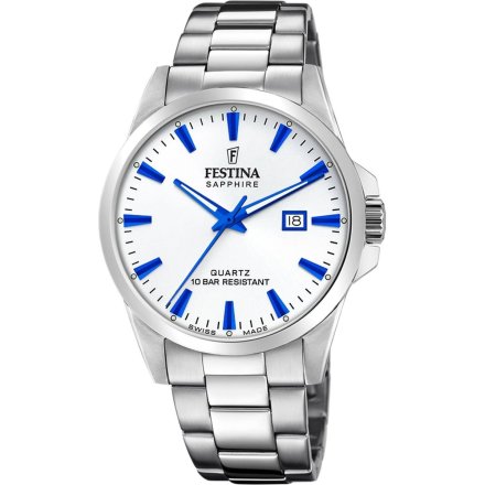 Festina Swiss Made zegarek męski na bransolecie niebieskie indeksy 20024/5