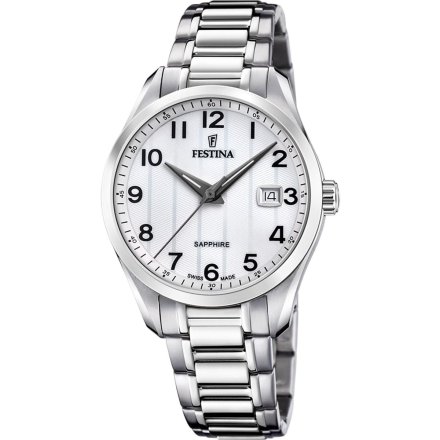 Festina Swiss Made zegarek męski klasyczny na bransolecie srebrny 20026/1