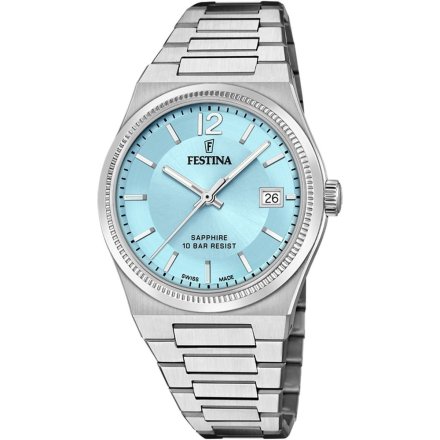 Festina Swiss Made zegarek damski na bransolecie wodoszczelny niebieski 20035/7