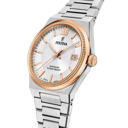 Festina Swiss Made zegarek damski na bransolecie wodoszczelny różowozłoty 20036/1