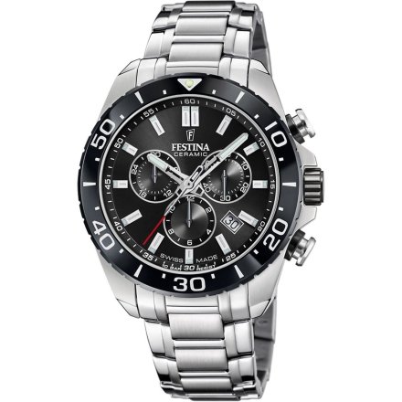 Festina Swiss Made zegarek męski na bransolecie czarny ze stoperem 20042/4