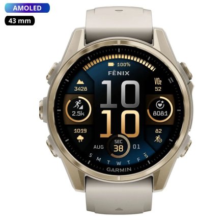 Zegarek Garmin Fenix 8 43mm AMOLED Sapphire złoty beżowy 010-02903-11