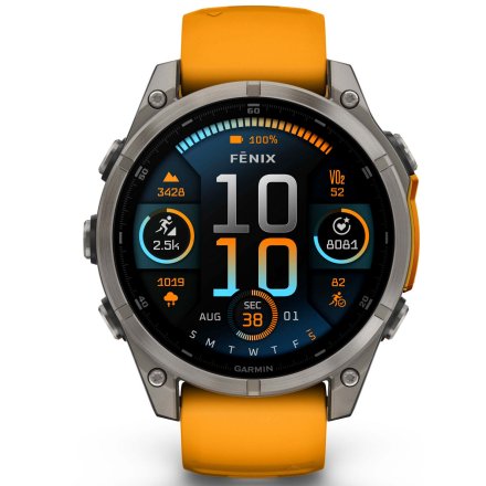 Zegarek Garmin Fenix 8 47mm AMOLED Sapphire Tytan pomarańczowy 010-02904-11 + PUDEŁKO NA PREZENT!