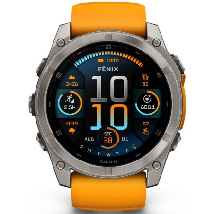 Zegarek Garmin Fenix 8 51mm AMOLED Sapphire Tytan pomarańczowy 010-02905-11