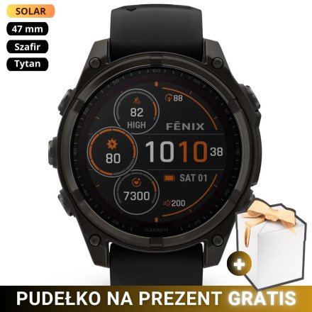 Zegarek Garmin Fenix 8 47mm Solar Sapphire Tytan czarny 010-02906-11 + PUDEŁKO NA PREZENT!