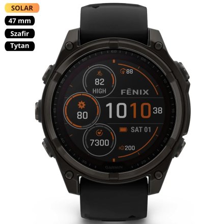 Zegarek Garmin Fenix 8 47mm Solar Sapphire Tytan czarny 010-02906-11