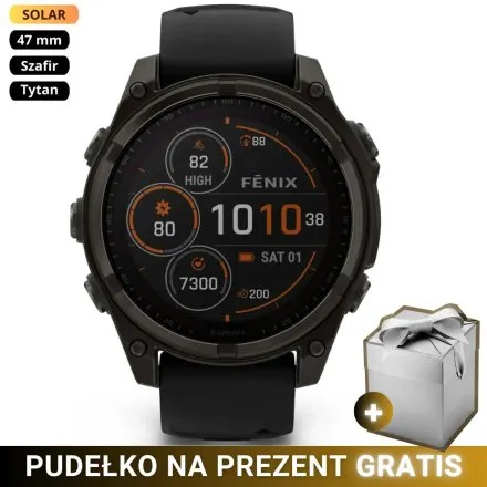 Zegarek Garmin Fenix 8 47mm Solar Sapphire Tytan czarny 010-02906-11 + GRATIS PUDEŁKO!