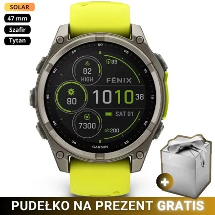 Zegarek Garmin Fenix 8 47mm Solar Sapphire Tytan żółty 010-02906-21 + GRATIS PUDEŁKO!
