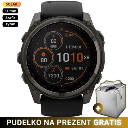 Zegarek Garmin Fenix 8 51mm Solar Sapphire Tytan czarny 010-02907-11 + GRATIS PUDEŁKO!