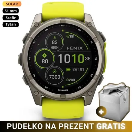 Zegarek Garmin Fenix 8 51mm Solar Sapphire Tytan żółty 010-02907-21 + GRATIS PUDEŁKO!