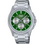 Casio Classic zegarek klasyczny z zieloną tarczą z multidatownikiem MTP-1375PD-3AVEF