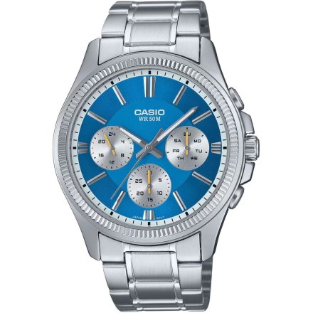 Casio Classic zegarek klasyczny z niebieską tarczą z multidatownikiem MTP-1375PD-2A2VEF