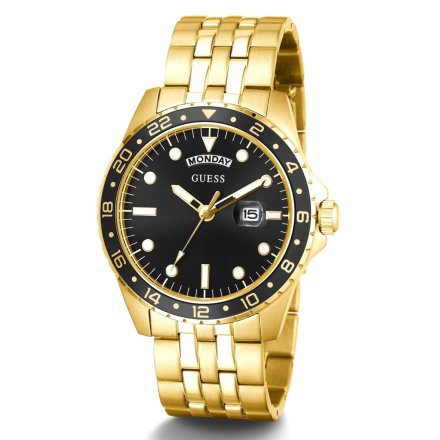 Guess Comet zegarek złoty męski z czarną tarczą GW0220G4