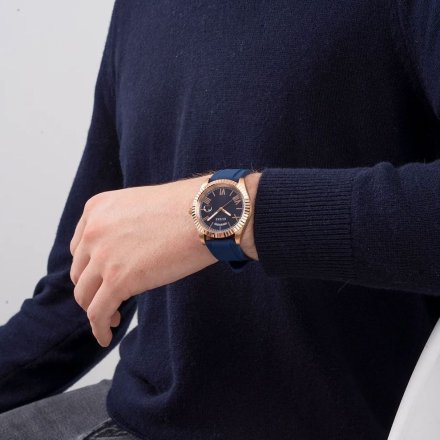 Guess Connoisseur zegarek złoto-granatowy na pasku GW0335G2