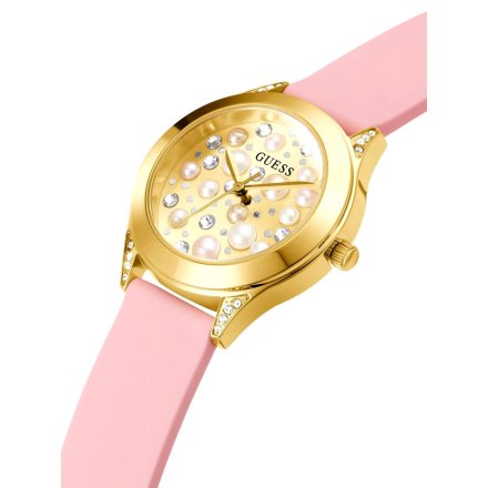 Guess Pearl zegarek damski złoty różowy z perłami GW0381L2
