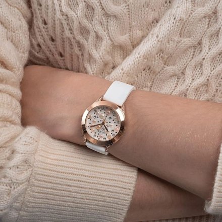 Guess Pearl zegarek damski różowozłoty biały z perłami GW0381L3