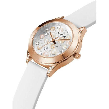 Guess Pearl zegarek damski różowozłoty biały z perłami GW0381L3