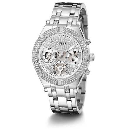Guess Heiress zegarek damski srebrny z kryształkami GW0440L1