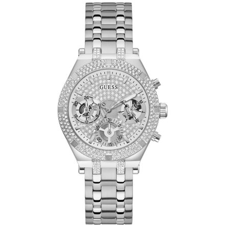 Guess Heiress zegarek damski srebrny z kryształkami GW0440L1
