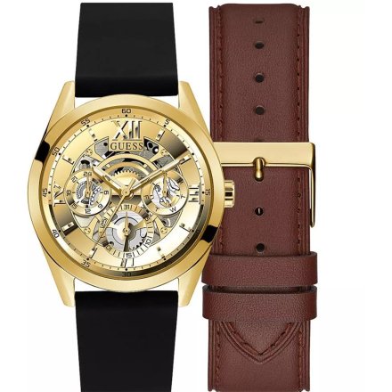 Guess Tailor złoty zegarek zestaw na prezent dwa paski GW0449G1