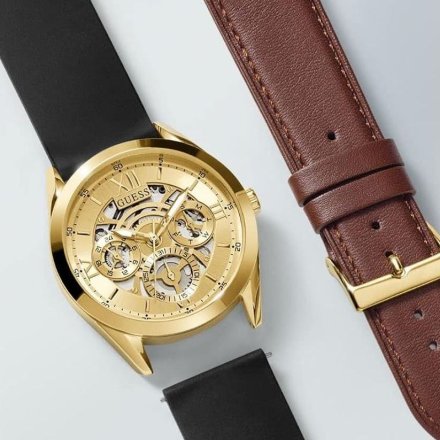 Guess Tailor złoty zegarek zestaw na prezent dwa paski GW0449G1