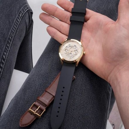 Guess Tailor złoty zegarek zestaw na prezent dwa paski GW0449G1