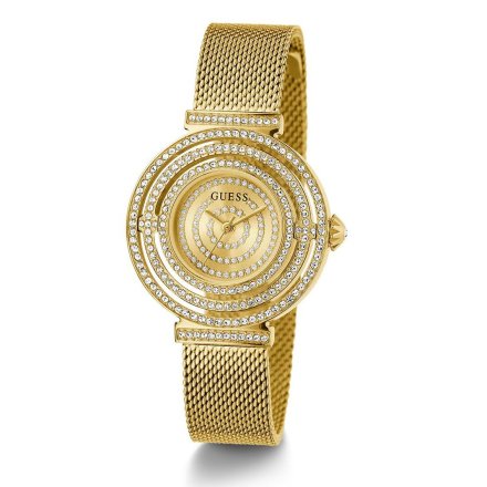 Guess Dream zegarek damski złoty na bransolecie kryształowe okręgi GW0550L2