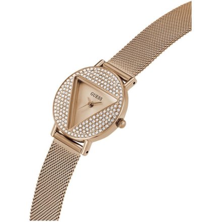 Guess Mini Iconic zegarek damski rose gold z bransoletką i kryształkami GW0671L3