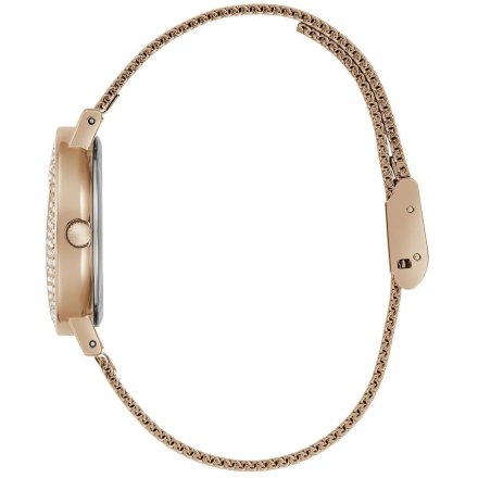 Guess Mini Iconic zegarek damski rose gold z bransoletką i kryształkami GW0671L3