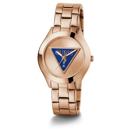 Guess Tri Plaque zegarek damski rose gold na bransolecie trójkąt GW0675L3