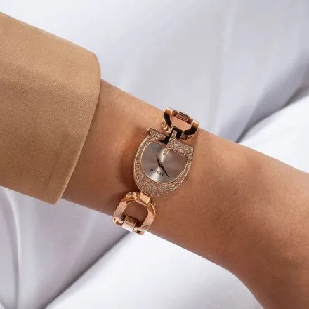 Guess Gia zegarek damski biżuteryjny rose gold koperta G GW0683L3