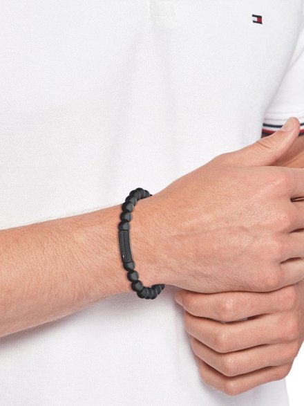 Tommy Hilfiger bransoletka męska koraliki czarne 2790581