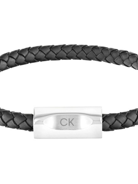 Calvin Klein Geometric bransoletka męska czarna skórzana 35000571