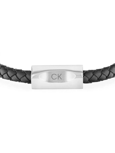 Calvin Klein Geometric bransoletka męska czarna skórzana 35000571