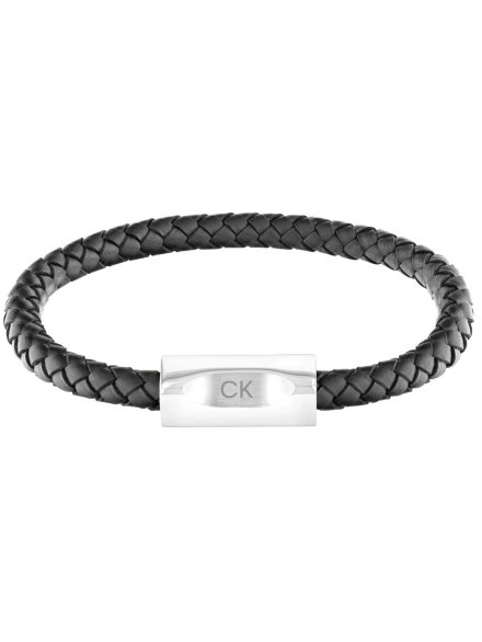 Calvin Klein Geometric bransoletka męska czarna skórzana 35000571