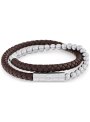 Calvin Klein CK Fuse bransoletka męska brązowa skóra stal koraliki 35100023