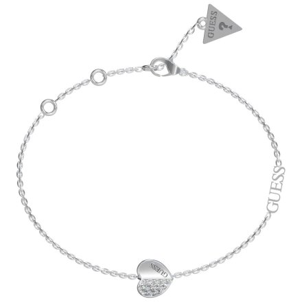 Srebrna bransoletka Guess z sercem LOVELY GUESS JUBB03036JW (S)