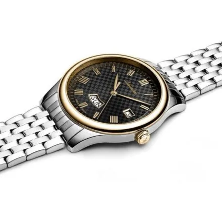 Adriatica zegarek męski dwukolorowy z czarną tarczą i datownikiem A1025.2166Q