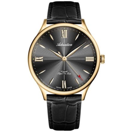 Adriatica Super de Luxe zegarek męski mechaniczny retro czarno-złoty A1230.1266MXL